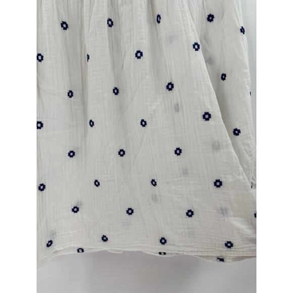 Madewell Lightspun Blouse Womens Small White Blue Pleated 3/4 Sleeve Sheer Gauze - Picture 2 of 16